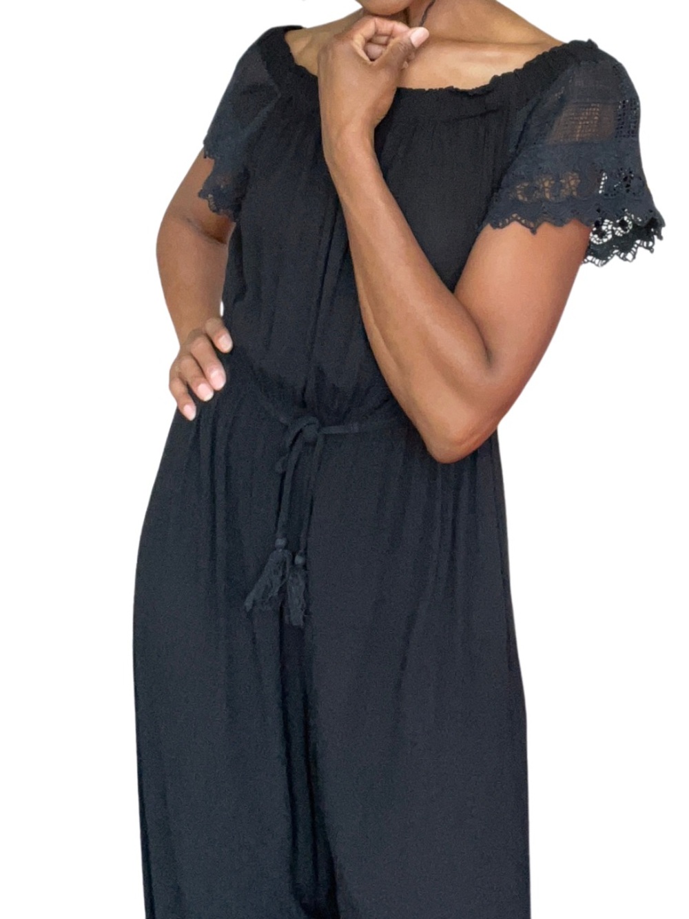 Hint of Blush Black Short Sleeve Jumpsuit